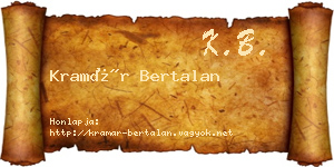 Kramár Bertalan névjegykártya